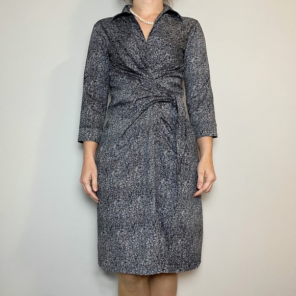 Samantha Sung Black/White Print Wrap Dress - Picture 2 of 11